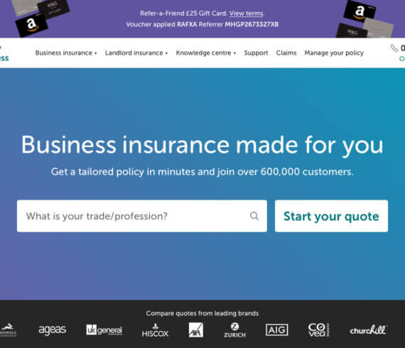 Simply Business insurance refer a friend £25 gift card