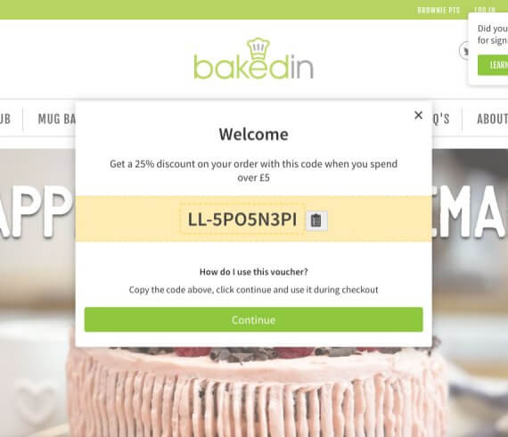 Bakedin referral code 25% OFF discount code with the refer a friend offer