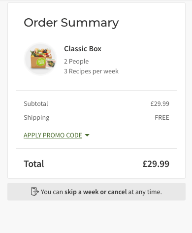 Hello fresh promo code for a £20 discount on your order