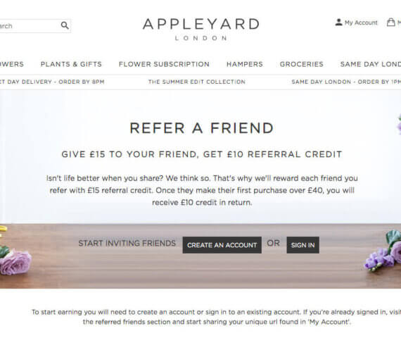 Appleyard London referral code - refer a friend discount code