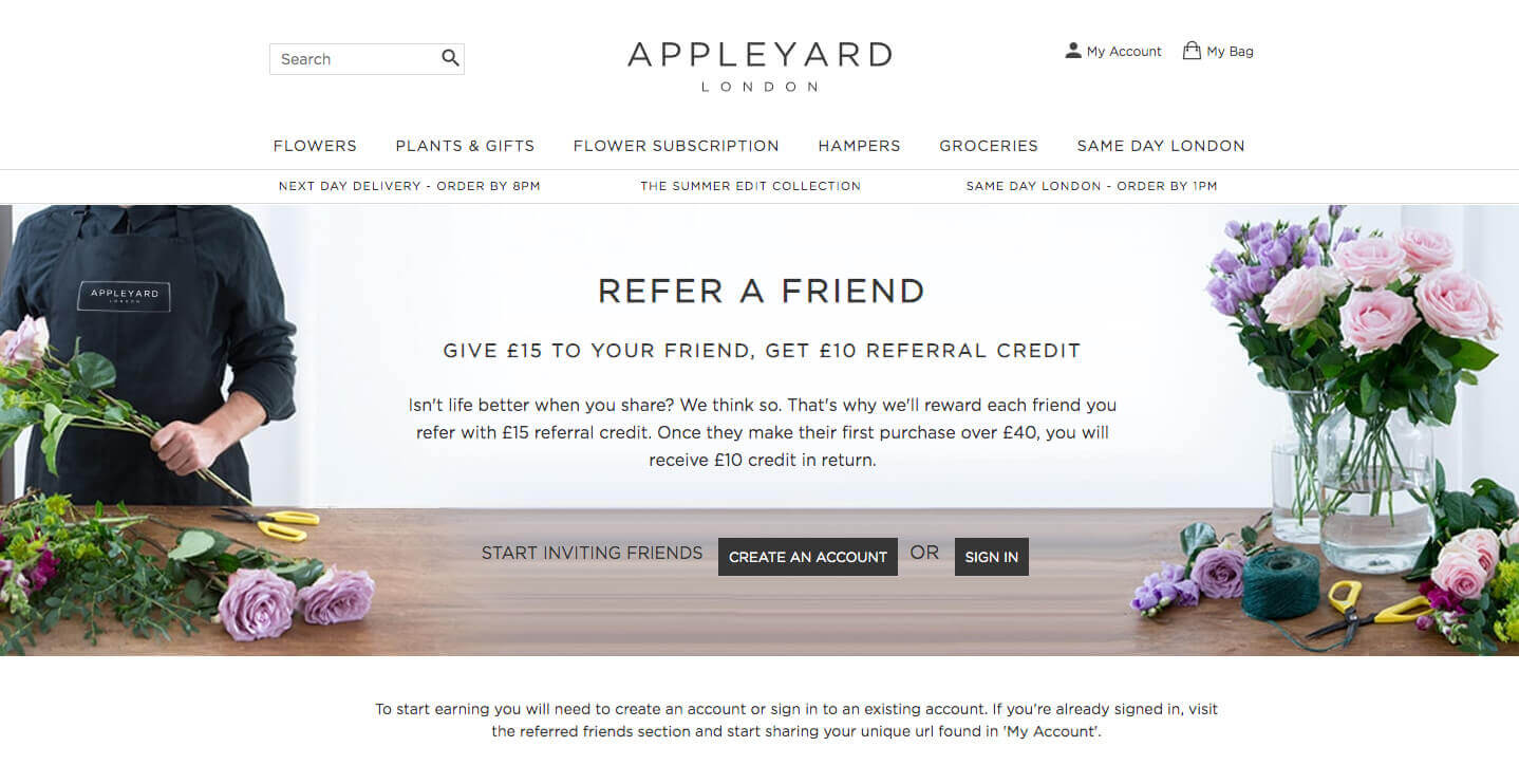Appleyard London referral code - refer a friend discount code