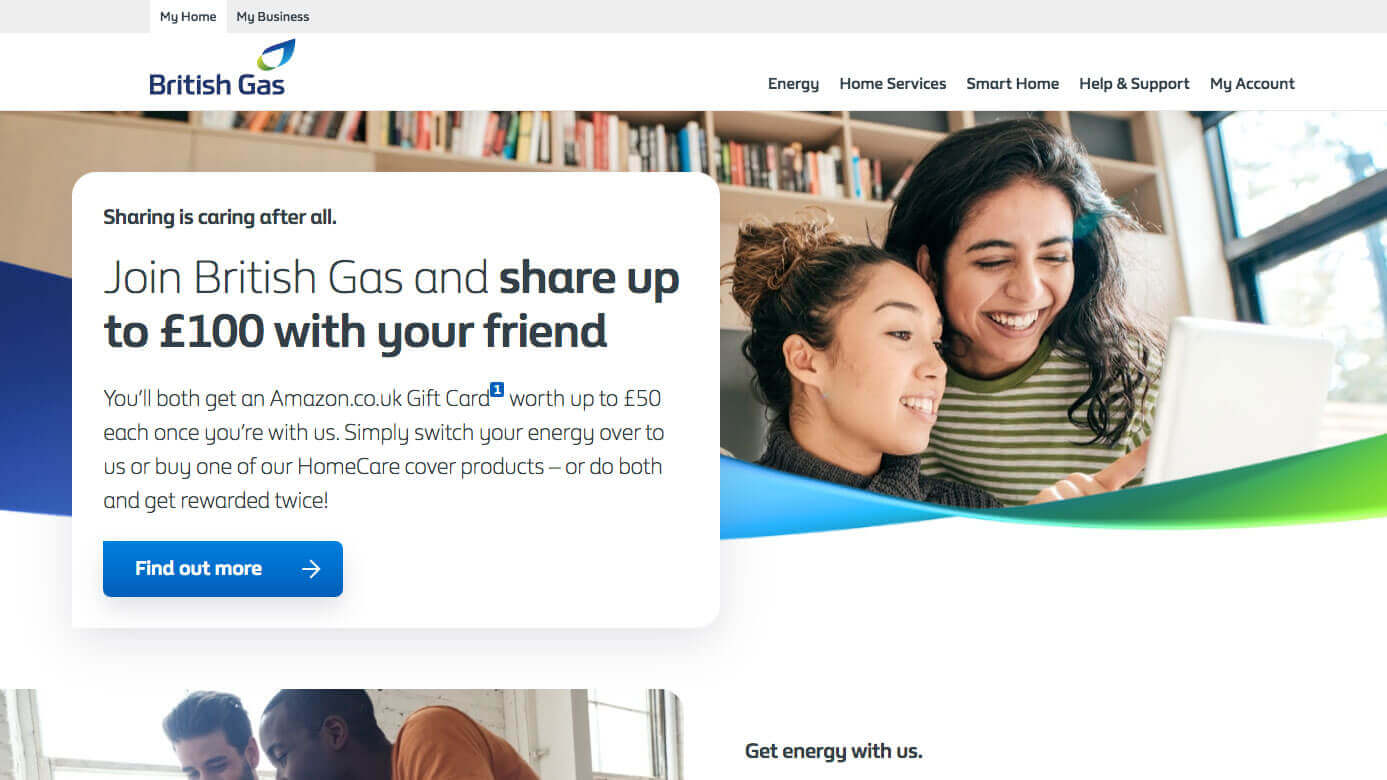 British gas referral code invite for an Amazon gift card