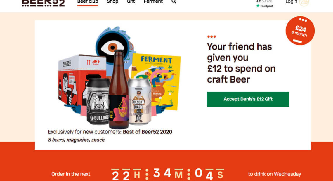 Beer52 referral code trial case £12 off discount - refer a friend offer