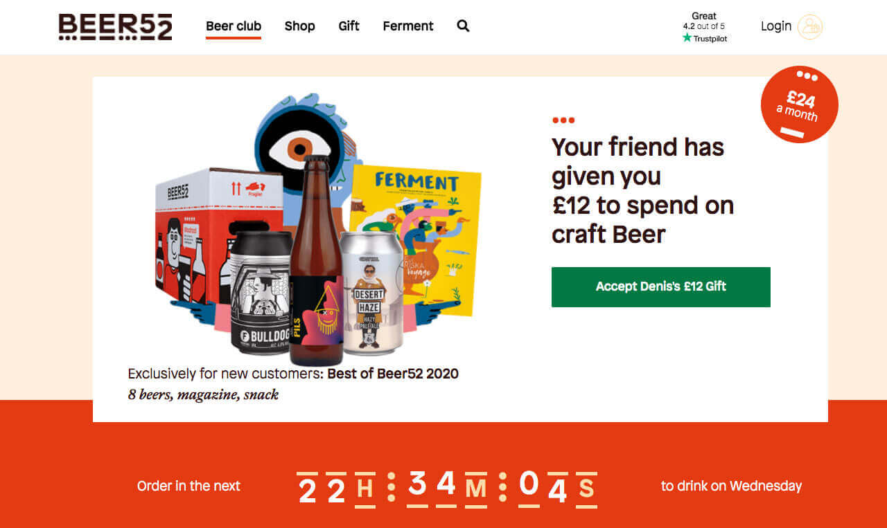 Beer52 referral code trial case £12 off discount - refer a friend offer