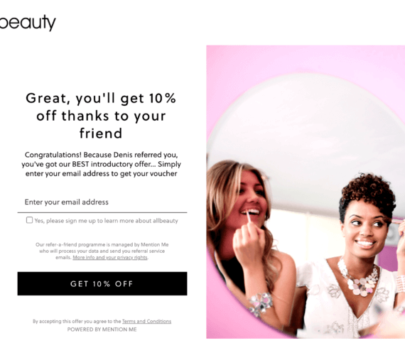 Allbeauty referral code 10% your first order with this allbeauty refer a friend invitation.