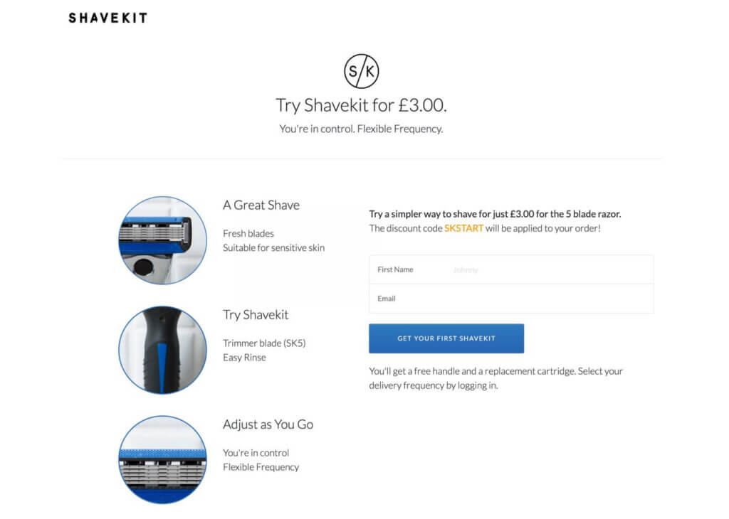 SHAVEKIT promo code - try for £3 - referral code discount for Shave kit