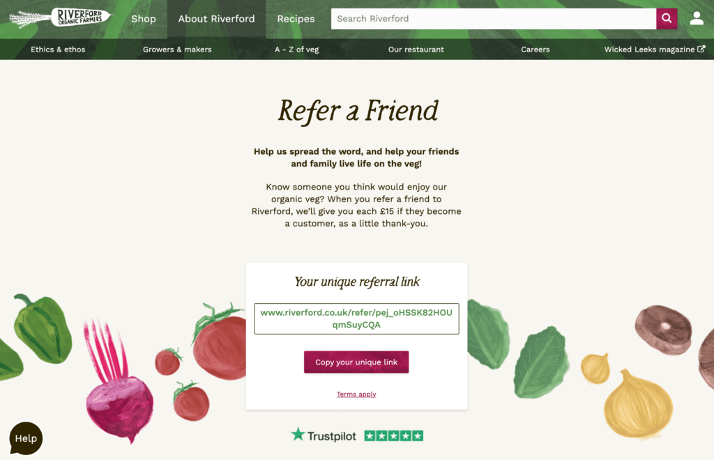 Riverford refer a friend invitionat for 15 GBP on your next order