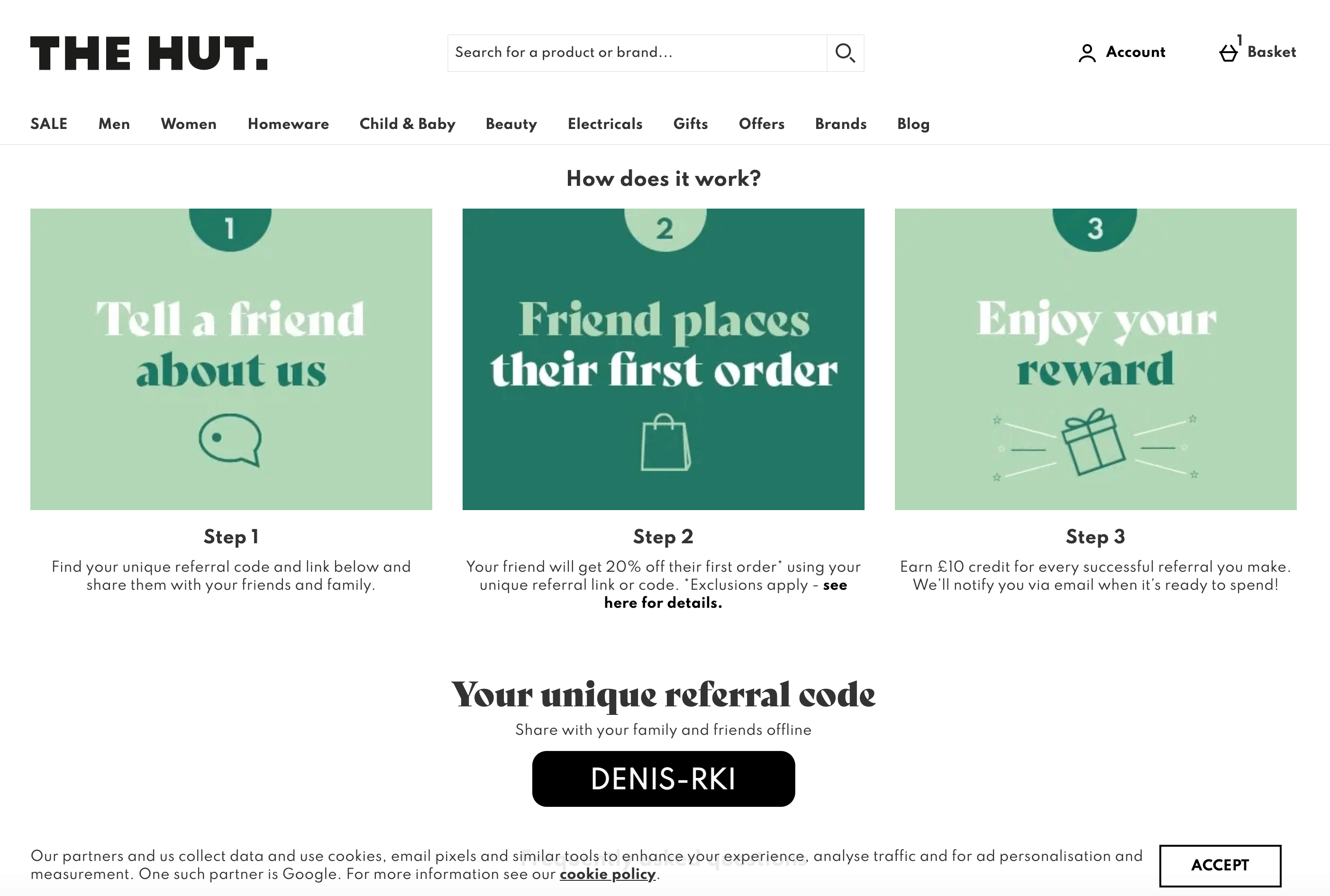 The Hut referral code discount 20% off discount for new customers