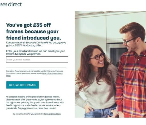 Glasses direct referral invitation for 35 GBP off frames - Glasses direct refer a friend code