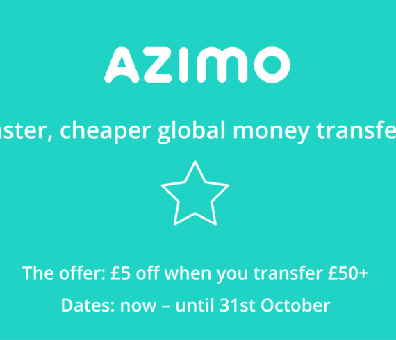 Azimo coupon code £5 off when you transfer £50+ until 31st October 2021