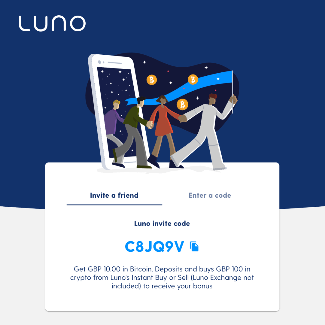 Luno promo code UK £40 (referral) + £10 (coupon) of Bitcoin free!