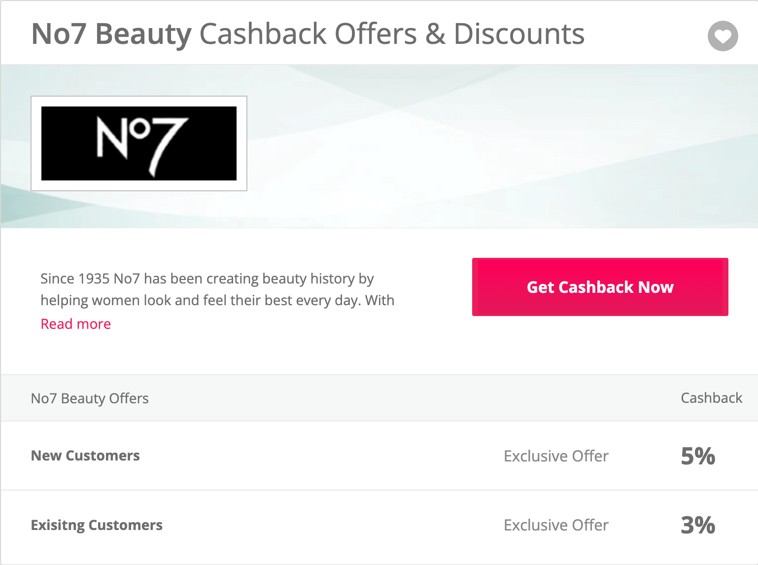No7 Beauty Cashback Offers & Discounts