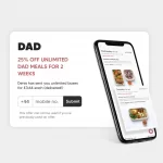 DAD app food discount code 25% off, DAD referral discount for new users