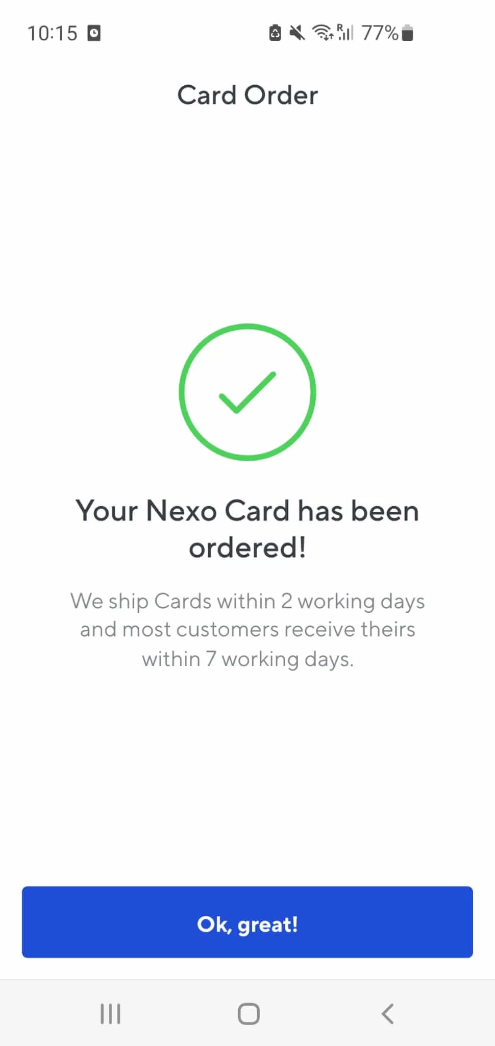 Order a physical Nexo card
