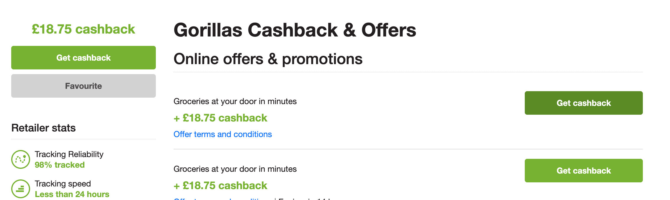 Gorillas cashback discount with Quidco