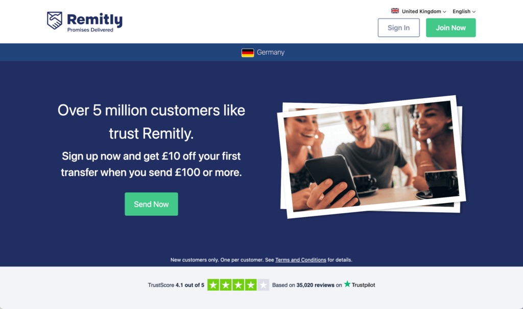 Remitly referral invitation for a £10 discount [UK Refer Friends Offer